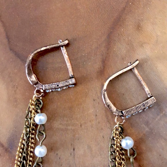 Bohemian Crystal + Pearl Tassel Earrings - Picture 7 of 8